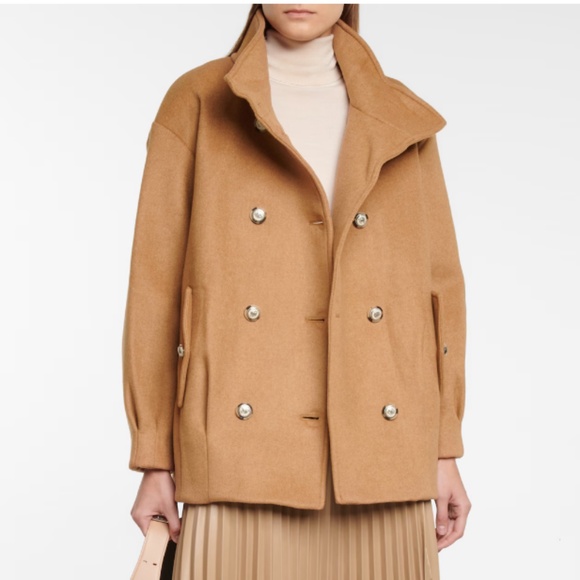 $1112 Veronica Beard Cassie Double-breasted Wool-blend Coat In Brown Beige - Picture 1 of 11